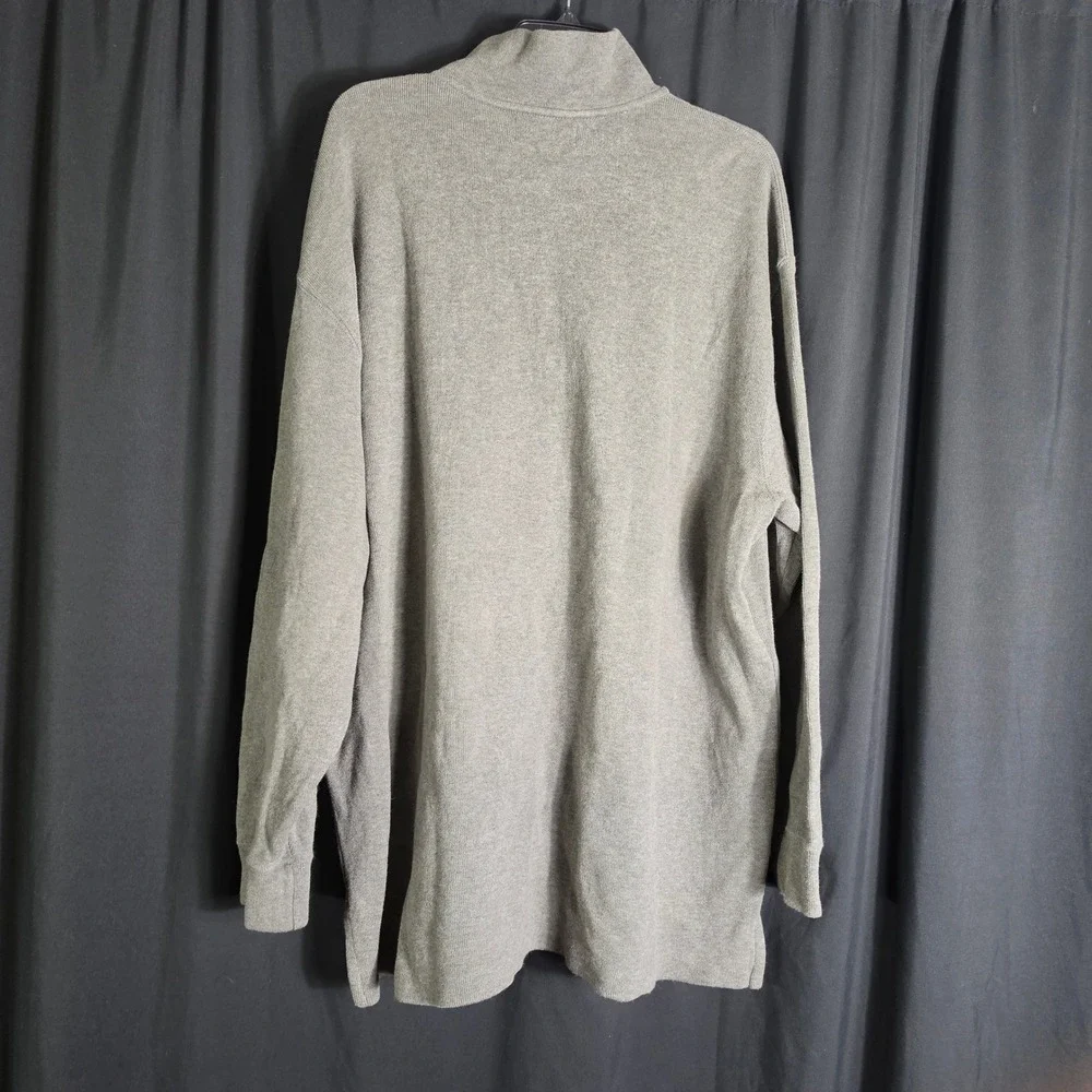 Polo Ralph Lauren Mens 2XB Big Grey 1/4 Zip Cotton Pullover Sweater Pony Logo